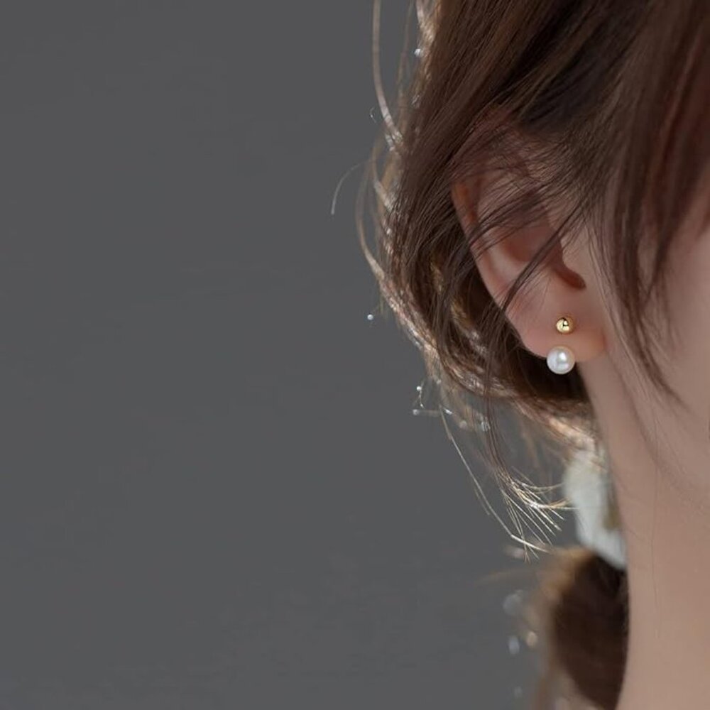 Pearl jacket gold earrings